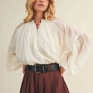 Elegant White Women's Flowy Blouse